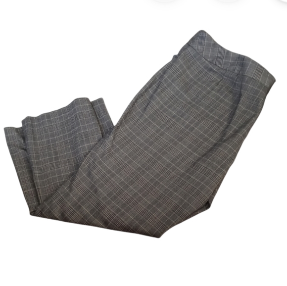 Lane Bryant Gray Plaid Womens Wide Leg Trousers Button up Zip Closure Size 24 - Picture 4 of 7